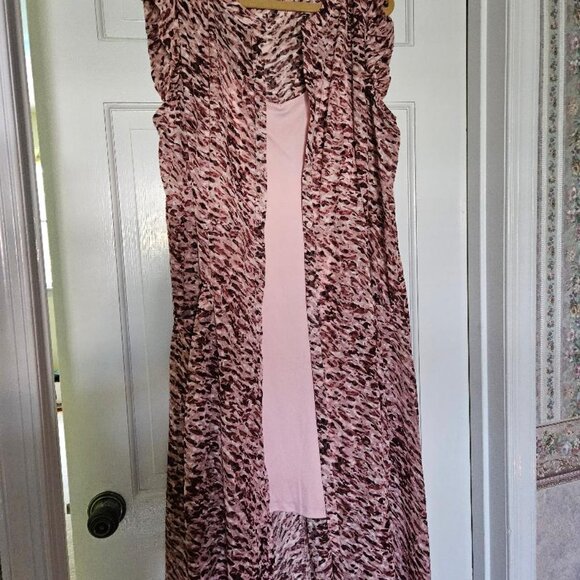 XXL Vera Wang nightgown - solid pink inside w zebra-like, short sleeve robe - Picture 3 of 6